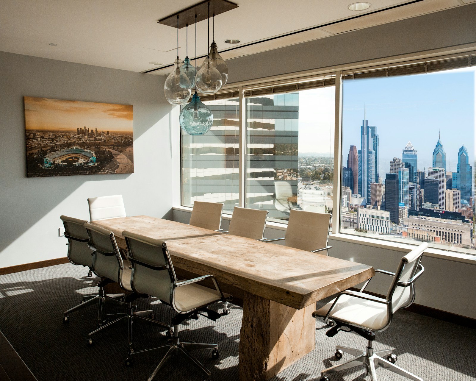 Boardroom with a view of the Philadelphia skyline